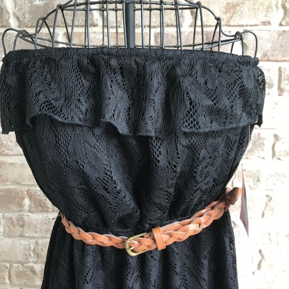 Trixxi Black Strapless Hi Low Crochet Dress NWT - Picture 3 of 8